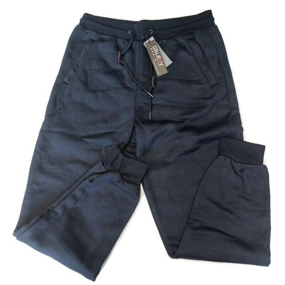 Galaxy By Harvic Fleece Jogger Pants Mens Medium Regular Fit Navy Blue - Picture 2 of 4